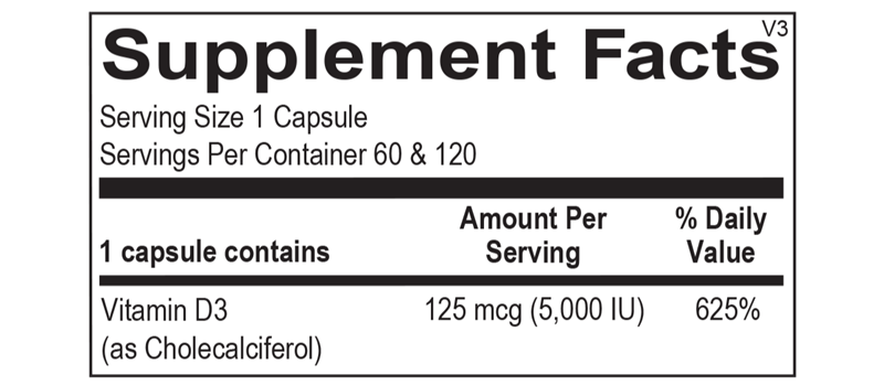 Vitamin D 5000 IU supplement facts image