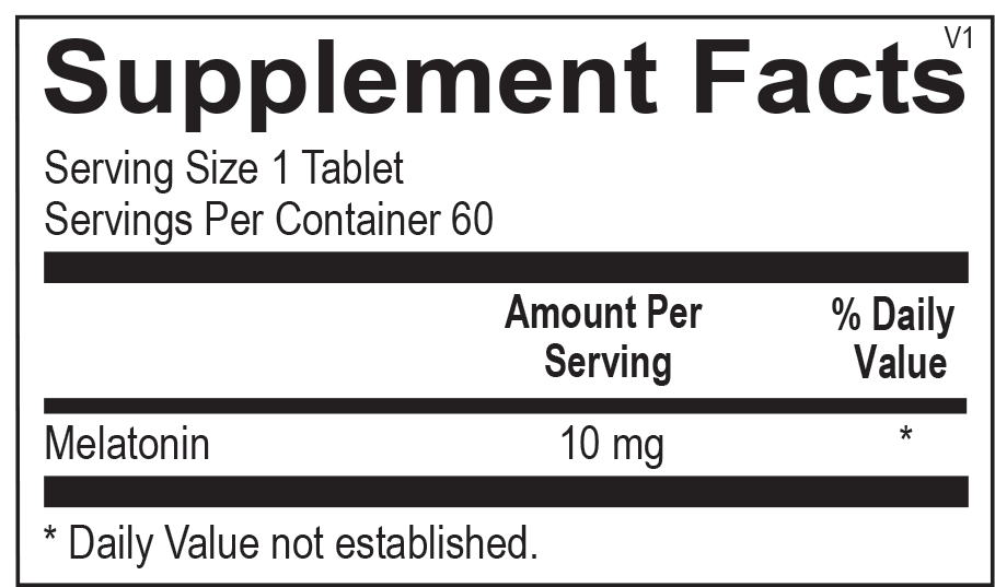 Melatonin (609) Supplemental Facts Box 