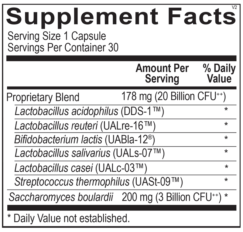 Ortho Biotic R supplement facts image